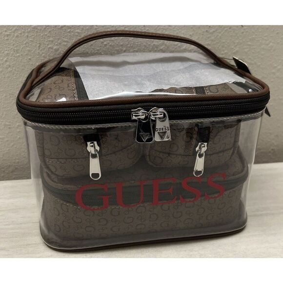 Guess V7200494 Cocoa "G" Logo 4-Piece Cosmetic Junction Travel Bag - Picture 8 of 8